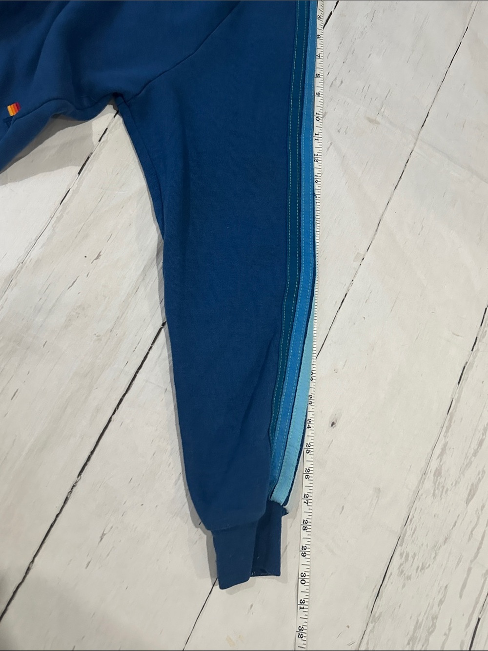 Aviator Nation bolt embroidery Cropped classic Sweatshirt with Blue Stripes - Picture 8 of 11